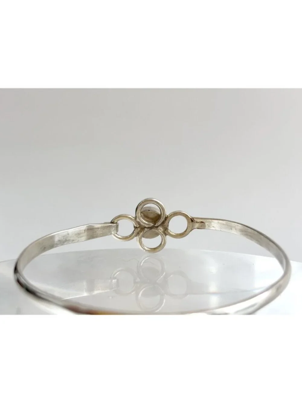 Black Onyx Scalloped Taxco, Mexico Vintage Sterling Silver 925 Bangle Bracelet